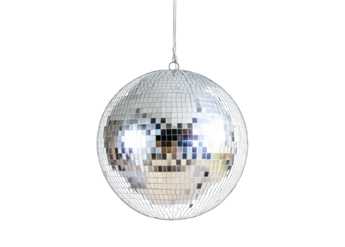Realistic Silver Disco Ball Isolated on Transparent Background