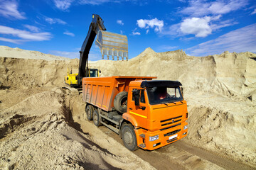 Excavator Loading Dumper Truck