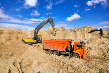Excavator Loading Dumper Truck