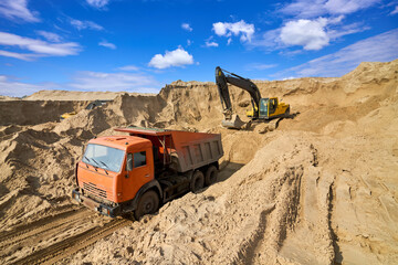 Excavator Loading Dumper Truck
