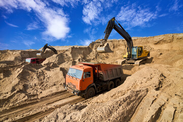 Excavator Loading Dumper Truck