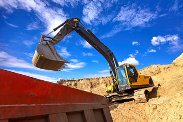 Excavator Loading Dumper Truck