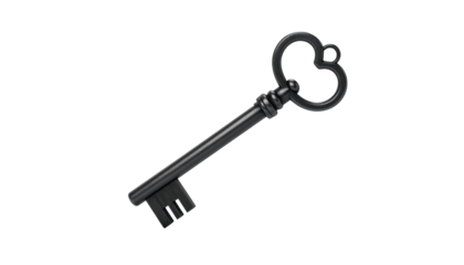 Vintage antique key isolated on black background