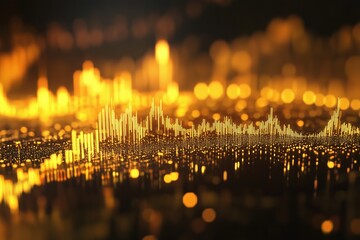 The concept of the financial market for Bitcoin or cryptocurrency, depicted in gold and black, with a copyspace.