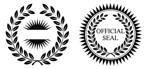 Black and White Laurel Wreath and Official Seal Designs