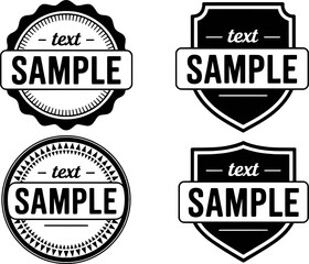 Black and White Sample Text Badges Round Shield Designs