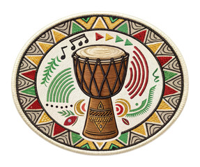 Drumming celebration cultural festival vibrant atmosphere aerial rhythm and unity. Patch concept png