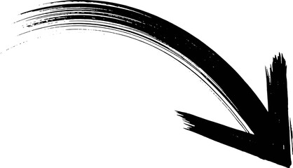 Black Ink Brush Stroke Downward Arrow Graphic down arrow