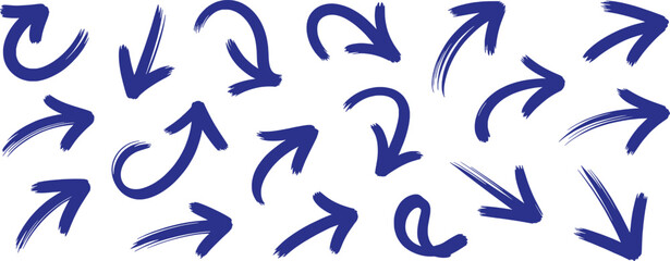 Blue Hand Drawn Arrows Seamless Pattern Background