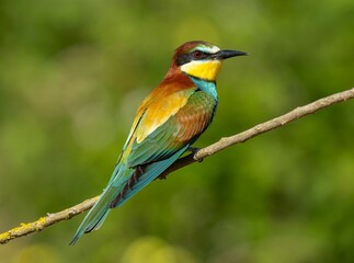 Colorful European bee-eater on a branch.