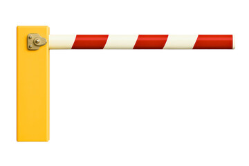 Red and white striped parking barrier arm on a transparent background