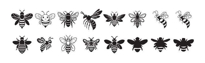  black bee isolated on white background. Victor illustration eps 10