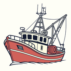 Retro Fishing Boats Vector Set – Nautical Hand-Drawn Trawler Illustrations