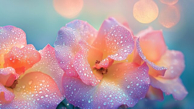 Dew-Drenched Gladiolus Flowers with Soft Bokeh Background