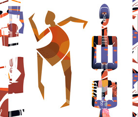 Totem africano con silhouette