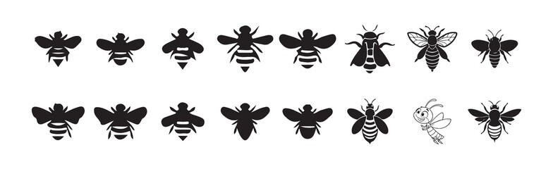  black bee isolated on white background. Victor illustration eps 10