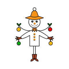 Scarecrow with Christmas ornaments vector illustration