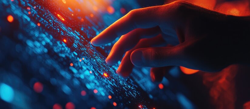 Interactive digital interface with glowing data