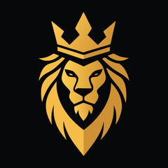 Fototapeta premium Stylized gold crowned lion icon logo for luxury and royalty branding