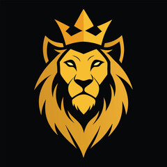 Obraz premium King lion badge with crown in flat style for royal branding design