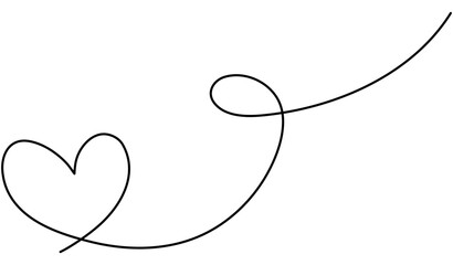 Heart shape continuous line drawing. Love symbol. Vector illustration isolated on white.	