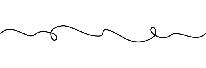 Wave continuous line drawing. Single line with curves. Vector illustration isolated on white.