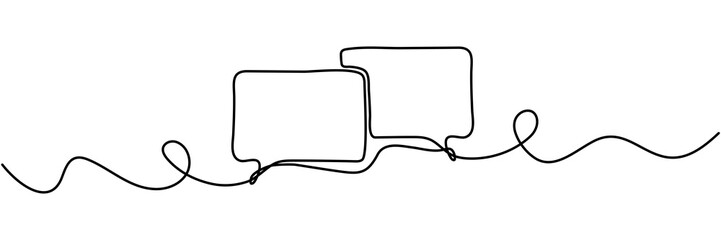 Continuous line drawn speech bubbles. Chat symbol. Communication concept. Vector illustration isolated on white.