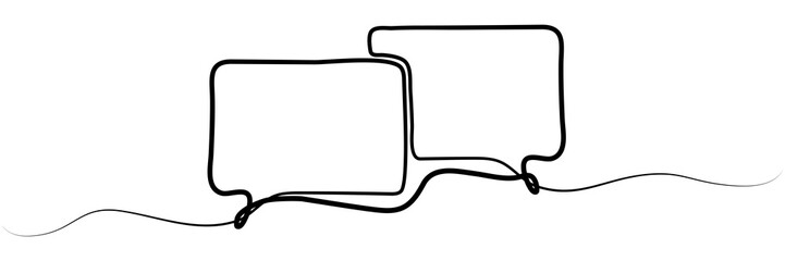 Continuous line drawn speech bubbles. Chat symbol. Communication concept. Vector illustration isolated on white.
