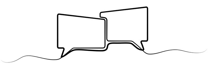 Continuous line drawn speech bubbles. Chat symbol. Communication concept. Vector illustration isolated on white.