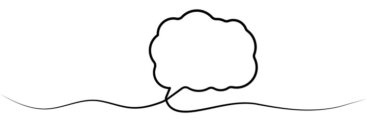 Continuous line drawing speech bubble. Chat symbol. Communication concept. Vector illustration isolated on white.