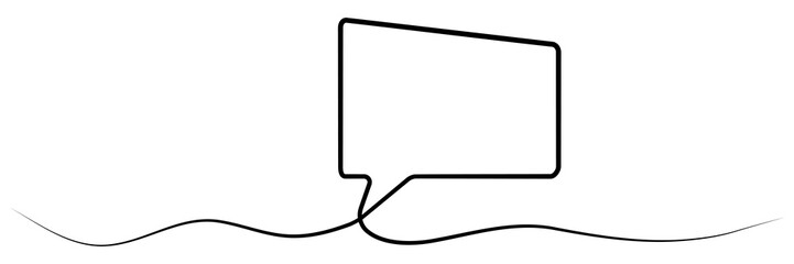 Continuous line drawing speech bubble. Chat symbol. Communication concept. Vector illustration isolated on white.
