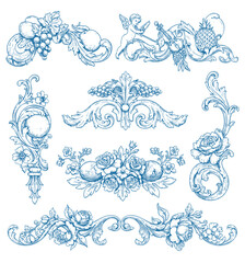 Luxury decorative vector elements set, rococo and baroque style, vintage luxury royal vignette