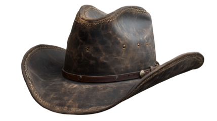 Old black hat with vintage style and worn texture representing classic fashion and timeless character on white background
