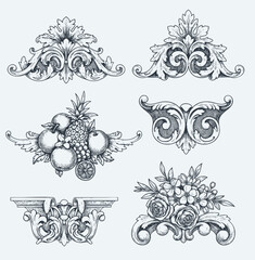 Hand drawn vector retro ornaments