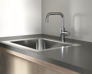 Modern Kitchen Sink and Chrome Faucet Design
