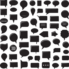 Set of Speech Bubble Icons Black Silhouette Vector Collection.