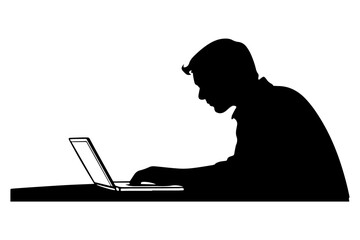man using laptop for office work silhouette1