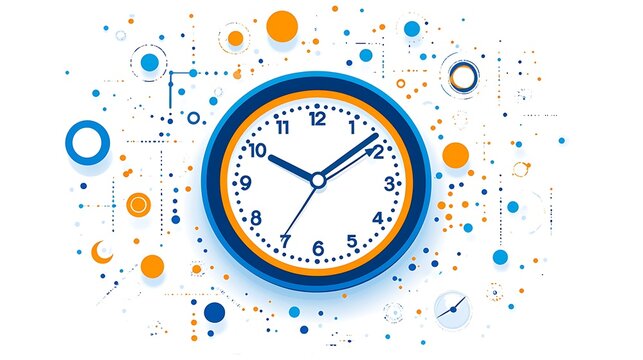 clean minimal line art of a wall clock with tick marks and circular frame for use in household efficiency infographics