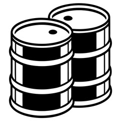Two barrels oil drums silhouette graphic design element