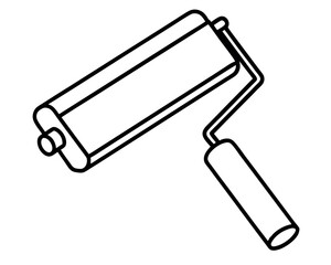 Paint roller tool icon silhouette graphic design element