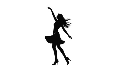 Black and White Silhouette of Woman Performing Dance Move