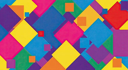 LGBTQ+ Pride Month abstract geometric banner background with squares and triangles in rainbow flag colors

