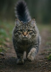 Obraz premium Majestic cat walking path