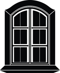 Classic Home Window Silhouette with Four Square Panes