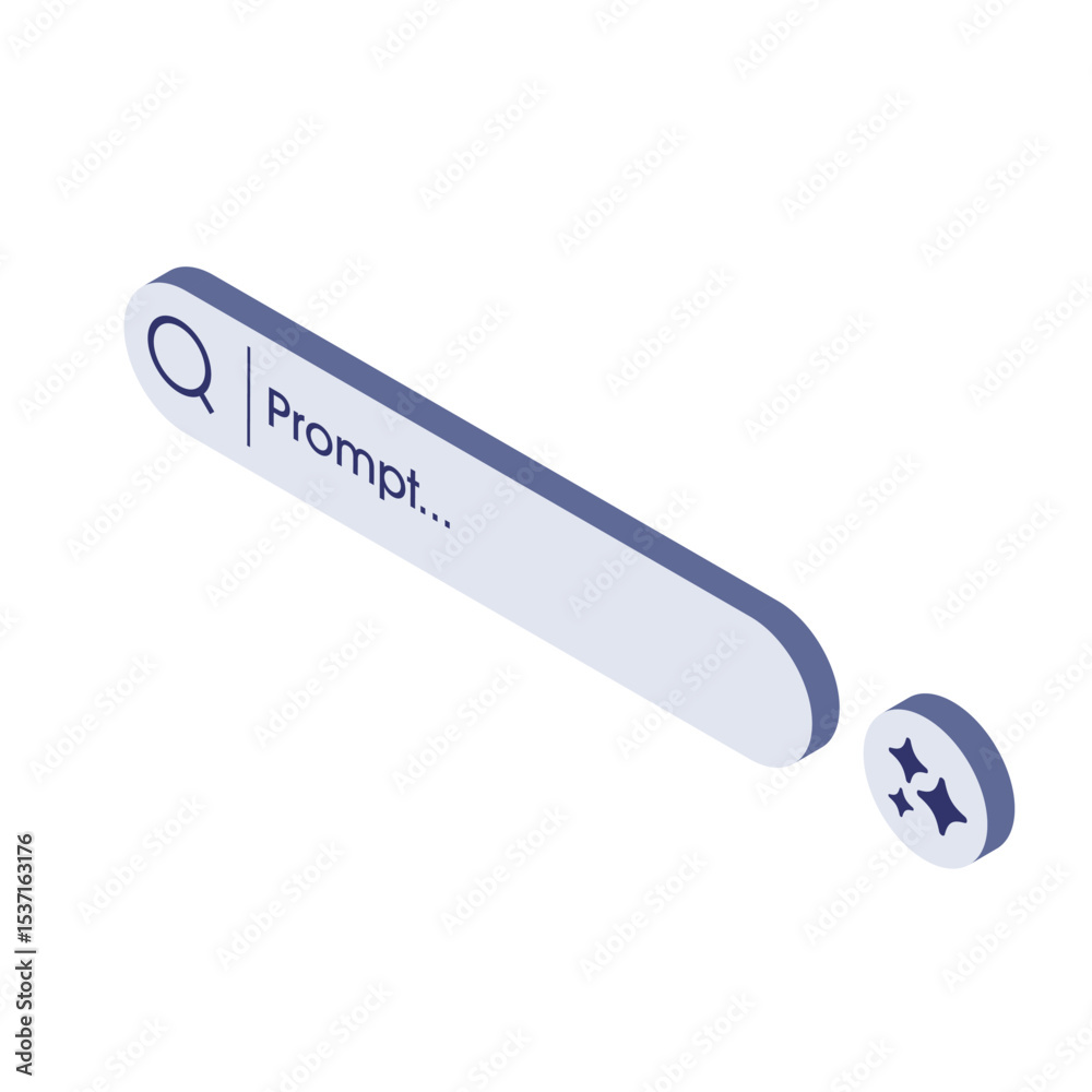 Aufkleber 3D Isometric generative AI bar with a generate button. Artificial intelligence and Machine learning technology concept. AI enters by command prompt to create ideas. Vector illustration.