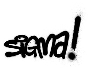 Graffiti sigma text sprayed in black over white
