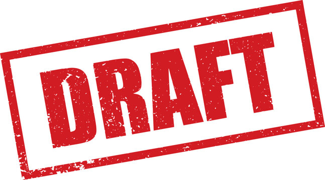 Red Draft Rubber Stamp in Grunge Vector in Sharp Border, Transparent Background, Svg, Png