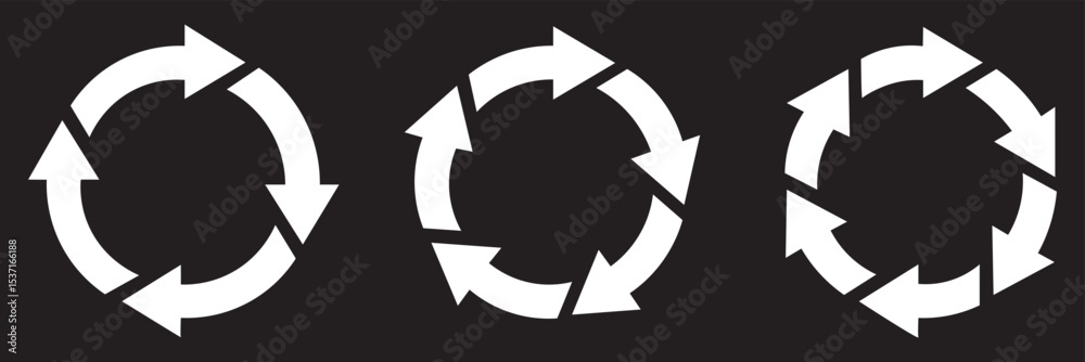 Poster refresh icon vector. white recycle vector icon symbol. repeat and reload icons set and arrow rotatio