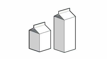 Milk Box Icon Set. Vector isolated editable black and white simple illustration set of a milk box
