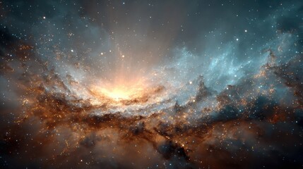 Obraz premium Radiant cosmic nebula glowing in deep space, capturing the mystery of galactic phenomena